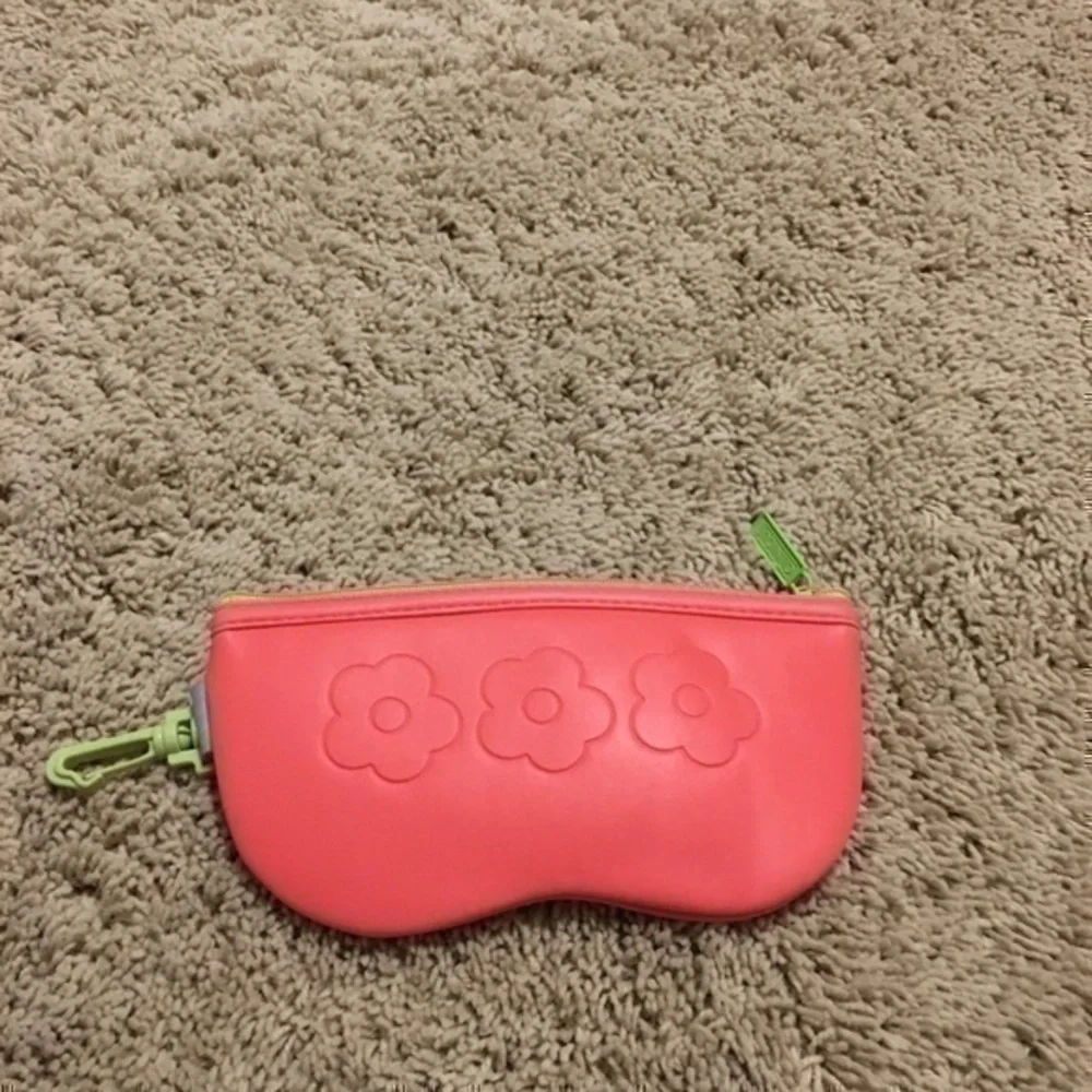 pink flower clinique soft padded glasses case